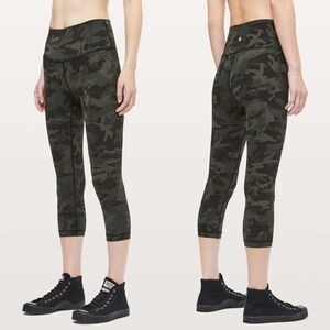 Lululemon gator green black incognito camo Wunder Under luxtreme crop leggings